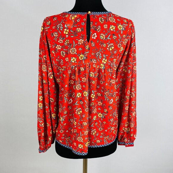 Flying Tomato Beautiful Red Floral Boho Bohemian Colorful Women's S Top Blouse - Picture 5 of 7